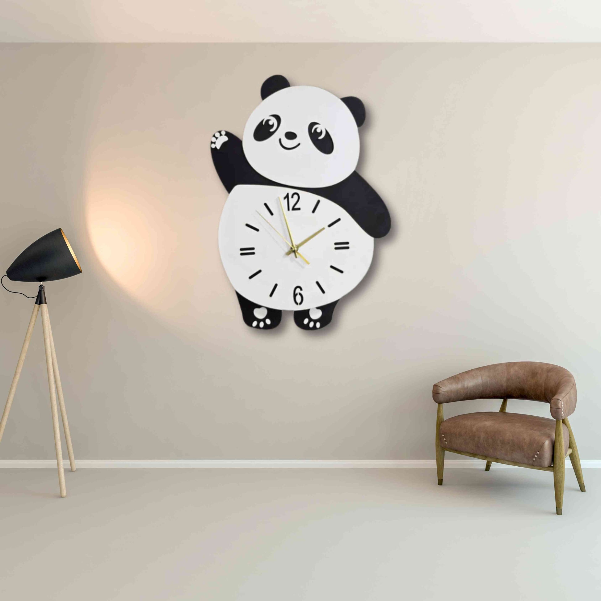 Shy Panda Creative Wall-Hanging Clock