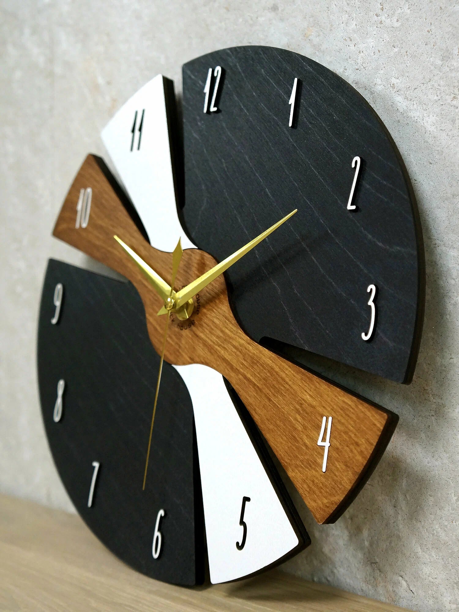 Silent "Time Whirlwind" Wooden Interior Wall Clock, 28 cm